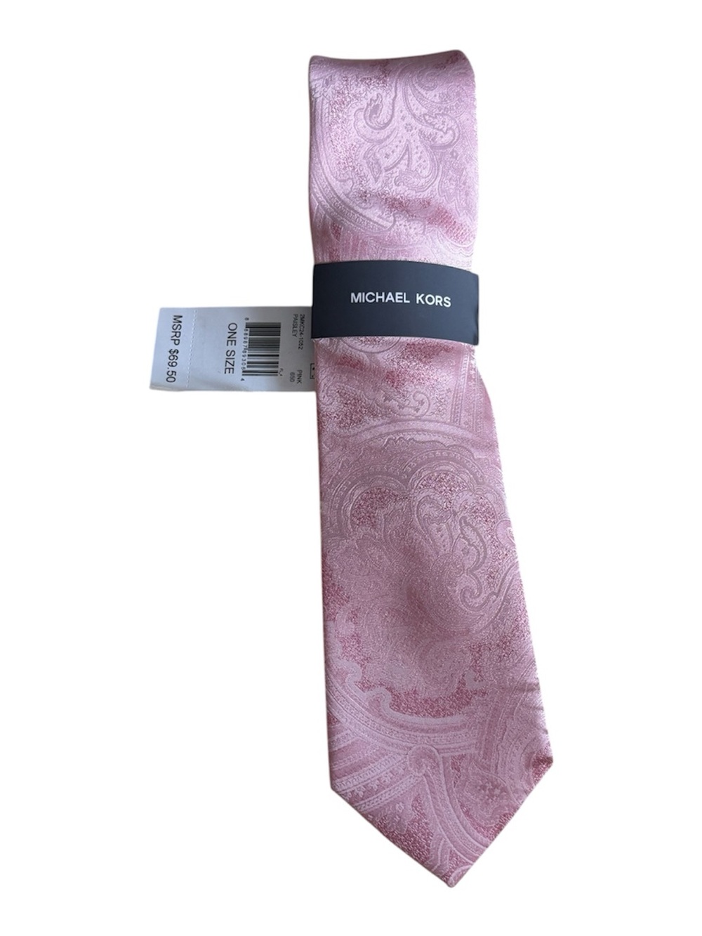 NWT $70 Michael Kors Men’s Pink Paisley Tie Silk Blend Office Wear Necktie Gift